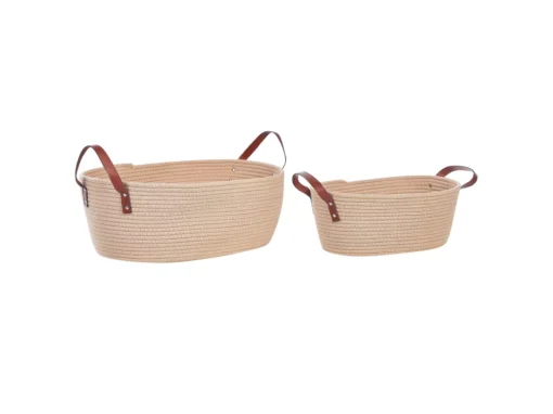 Lot De 2 Paniers En Coton Beige GISSAR -Meilleur Meubles Magasin accessoire de rangement 13320767