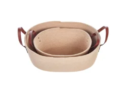 Lot De 2 Paniers En Coton Beige GISSAR -Meilleur Meubles Magasin accessoire de rangement 13320777