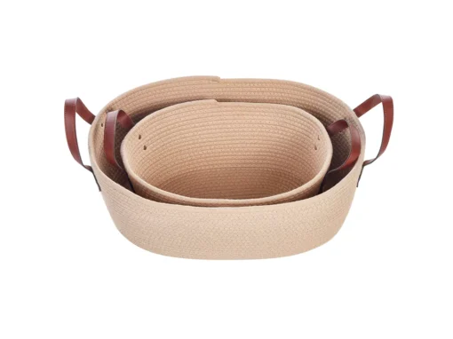 Lot De 2 Paniers En Coton Beige GISSAR -Meilleur Meubles Magasin accessoire de rangement 13320777