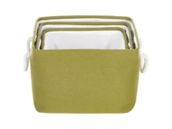 Lot De 3 Paniers En Tissu Polyester Vert Olive DARQAB -Meilleur Meubles Magasin accessoire de rangement 13373209