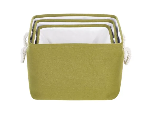 Lot De 3 Paniers En Tissu Polyester Vert Olive DARQAB -Meilleur Meubles Magasin accessoire de rangement 13373209