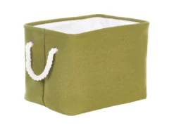 Lot De 3 Paniers En Tissu Polyester Vert Olive DARQAB -Meilleur Meubles Magasin accessoire de rangement 13373213