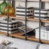 Lot De 3 Paniers En Tissu Polyester Noir Et Blanc DARQAB -Meilleur Meubles Magasin accessoire de rangement 13373315