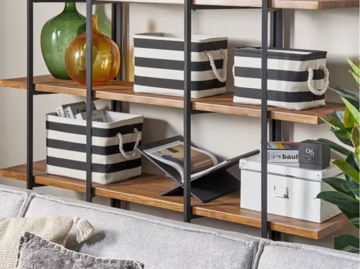 Lot De 3 Paniers En Tissu Polyester Noir Et Blanc DARQAB -Meilleur Meubles Magasin accessoire de rangement 13373315