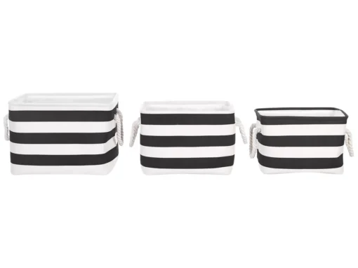 Lot De 3 Paniers En Tissu Polyester Noir Et Blanc DARQAB -Meilleur Meubles Magasin accessoire de rangement 13373317
