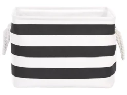 Lot De 3 Paniers En Tissu Polyester Noir Et Blanc DARQAB -Meilleur Meubles Magasin accessoire de rangement 13373323
