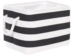 Lot De 3 Paniers En Tissu Polyester Noir Et Blanc DARQAB -Meilleur Meubles Magasin accessoire de rangement 13373325