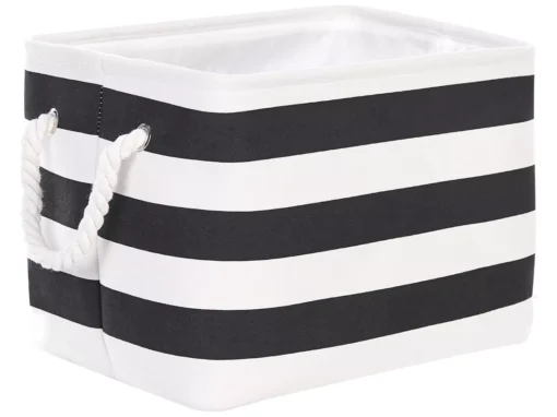 Lot De 3 Paniers En Tissu Polyester Noir Et Blanc DARQAB -Meilleur Meubles Magasin accessoire de rangement 13373325