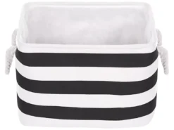 Lot De 3 Paniers En Tissu Polyester Noir Et Blanc DARQAB -Meilleur Meubles Magasin accessoire de rangement 13373327