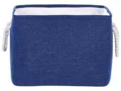 Lot De 3 Paniers En Tissu Polyester Bleu Marine DARQAB -Meilleur Meubles Magasin accessoire de rangement 13373339