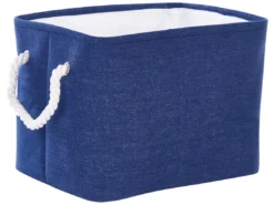 Lot De 3 Paniers En Tissu Polyester Bleu Marine DARQAB -Meilleur Meubles Magasin accessoire de rangement 13373341