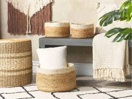 Lot De 3 Paniers En Jute Naturel Et Beige TAJORI -Meilleur Meubles Magasin accessoire de rangement 13386561