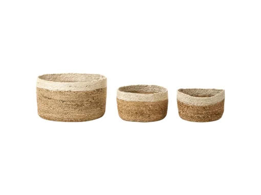 Lot De 3 Paniers En Jute Naturel Et Beige TAJORI -Meilleur Meubles Magasin accessoire de rangement 13386563