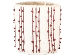 Lot De 2 Paniers En Coton Beige Et Rouge KHEL -Meilleur Meubles Magasin accessoire de rangement 13387035