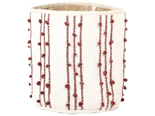 Lot De 2 Paniers En Coton Beige Et Rouge KHEL -Meilleur Meubles Magasin accessoire de rangement 13387035