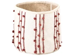 Lot De 2 Paniers En Coton Beige Et Rouge KHEL -Meilleur Meubles Magasin accessoire de rangement 13387037