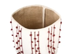 Lot De 2 Paniers En Coton Beige Et Rouge KHEL -Meilleur Meubles Magasin accessoire de rangement 13387039