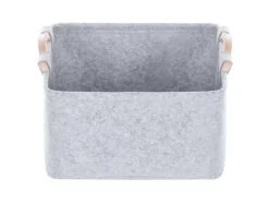 Lot De 3 Paniers En Feutre Gris BAYSAI -Meilleur Meubles Magasin accessoire de rangement 13387051