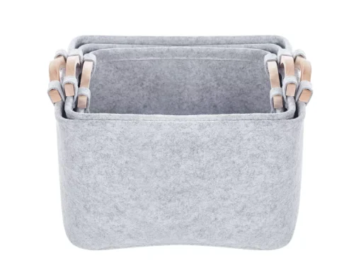 Lot De 3 Paniers En Feutre Gris BAYSAI -Meilleur Meubles Magasin accessoire de rangement 13387053