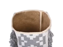 Lot De 2 Paniers En Coton Blanc Cassé Et Gris KALAI -Meilleur Meubles Magasin accessoire de rangement 14930733
