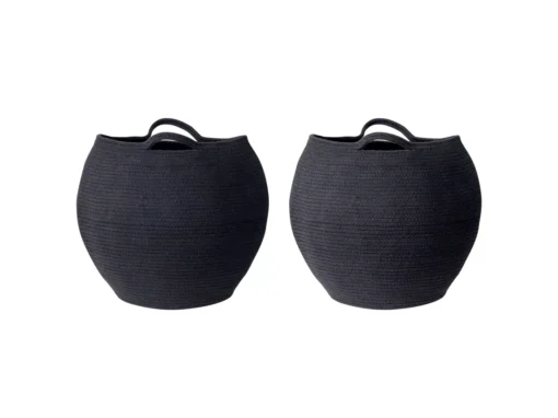 Lot De 2 Paniers En Coton Noir PANJGUR -Meilleur Meubles Magasin accessoire de rangement 16427475