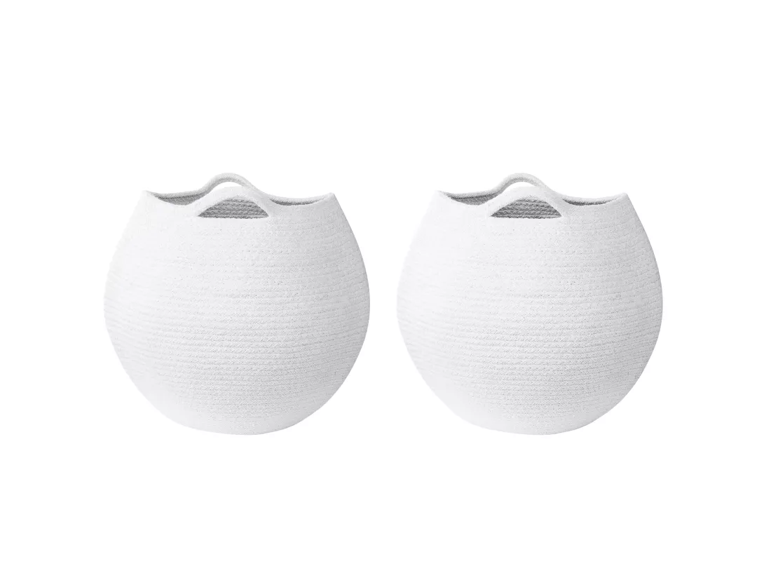 Lot De 2 Paniers En Coton Blanc PANJGUR 3 Lot De 2 Paniers En Coton Blanc PANJGUR