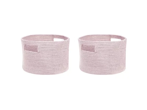 Lot De 2 Paniers En Coton Rose Pâle ⌀ 30 Cm CHINIOT -Meilleur Meubles Magasin accessoire de rangement 16428119