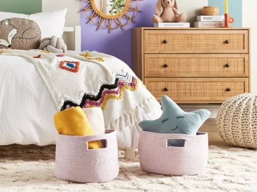 Lot De 2 Paniers En Coton Rose Pâle ⌀ 30 Cm CHINIOT -Meilleur Meubles Magasin accessoire de rangement 16428121