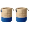 Lot De 2 Paniers En Jute Beige Et Bleu Marine GAJAR -Meilleur Meubles Magasin accessoire de rangement 16428187