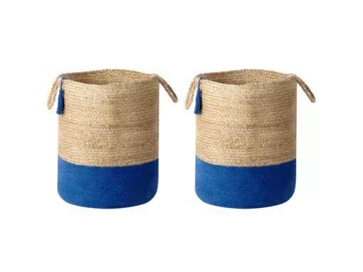 Lot De 2 Paniers En Jute Beige Et Bleu Marine GAJAR -Meilleur Meubles Magasin accessoire de rangement 16428187