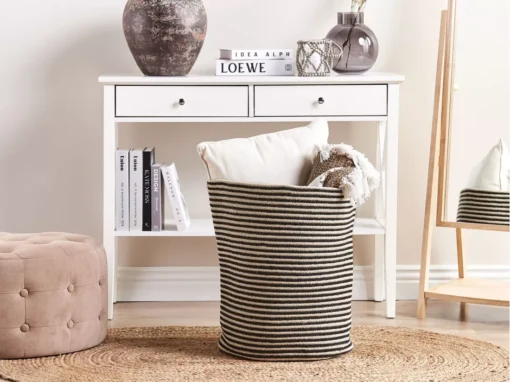 Panier En Coton Beige Et Noir ⌀ 41 Cm YERKOY -Meilleur Meubles Magasin accessoire de rangement 16429057