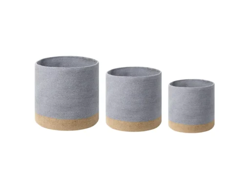 Lot De 3 Paniers En Coton Beige Et Gris BASIMA -Meilleur Meubles Magasin accessoire de rangement 16429259