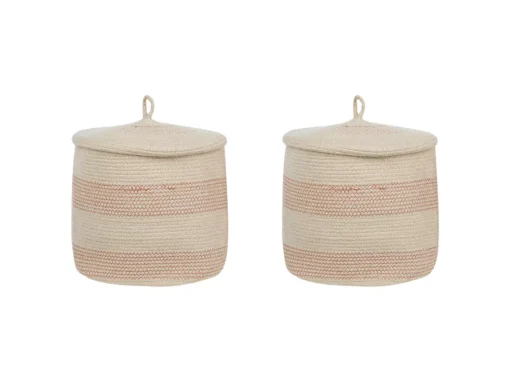 Lot De 2 Paniers En Coton Beige Clair ⌀ 33 Cm SILOPI -Meilleur Meubles Magasin accessoire de rangement 16429859