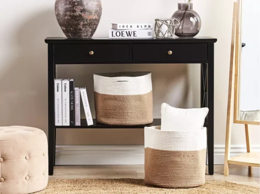 Lot De 2 Paniers En Coton Beige Et Blanc ⌀ 52 Cm ARDESEN -Meilleur Meubles Magasin accessoire de rangement 16705845