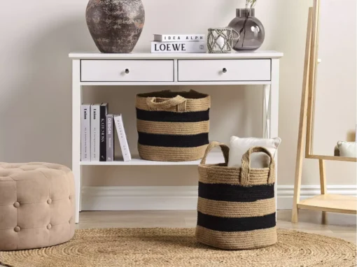 Lot De 2 Paniers Beige Et Noir ⌀ 34 Cm GEREDE -Meilleur Meubles Magasin accessoire de rangement 17170747