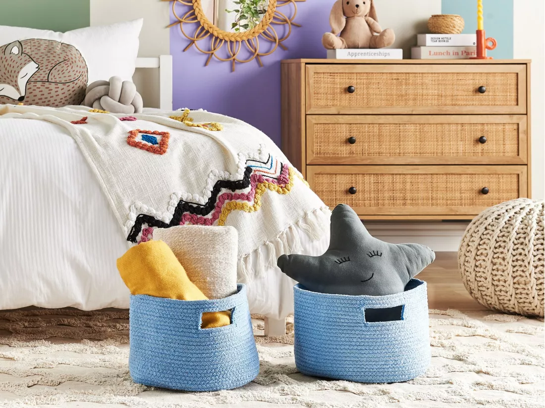 Lot De 2 Paniers En Coton Bleu ⌀ 30 Cm CHINIOT 4 Lot De 2 Paniers En Coton Bleu ⌀ 30 Cm CHINIOT – Image 2