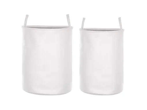 Lot De 2 Paniers En Tissu Polyester Blanc ARCHA -Meilleur Meubles Magasin accessoire de rangement 17170785