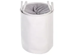 Lot De 2 Paniers En Tissu Polyester Blanc ARCHA -Meilleur Meubles Magasin accessoire de rangement 17170791