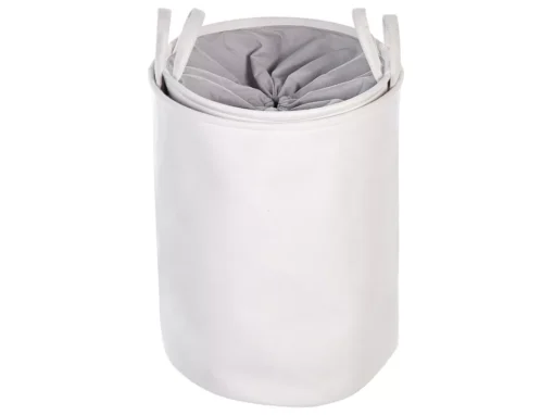 Lot De 2 Paniers En Tissu Polyester Blanc ARCHA -Meilleur Meubles Magasin accessoire de rangement 17170791