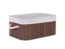 Lot De 5 Paniers En Bambou Teinte Bois Sombre TALPE -Meilleur Meubles Magasin accessoire de rangement 17171209