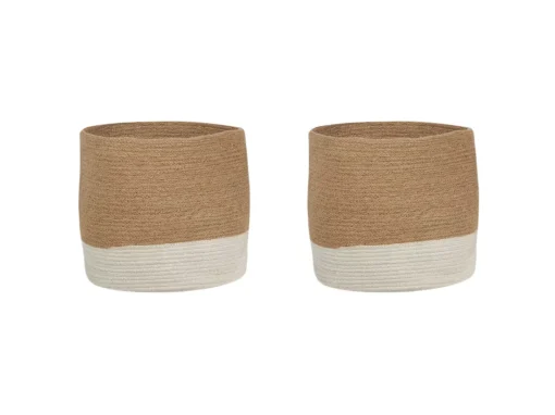 Lot De 2 Paniers En Jute Beige Et Blanc BULANIK -Meilleur Meubles Magasin accessoire de rangement 17171275