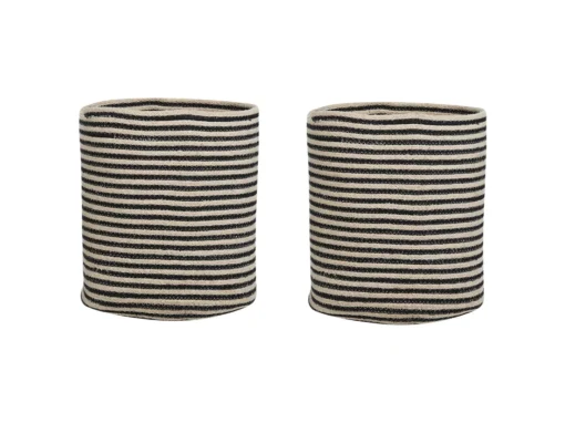 Lot De 2 Paniers En Coton Beige Et Noir ⌀ 33 Cm YERKOY -Meilleur Meubles Magasin accessoire de rangement 17171371