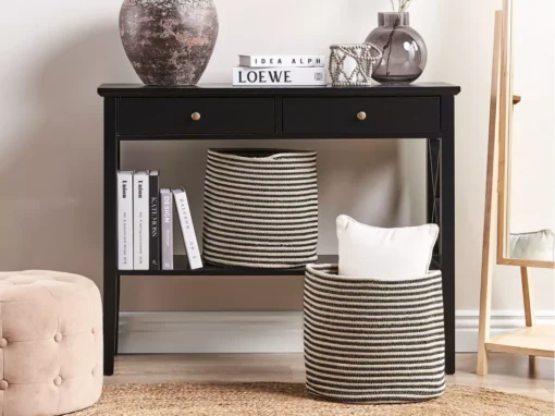 Lot De 2 Paniers En Coton Beige Et Noir ⌀ 33 Cm YERKOY -Meilleur Meubles Magasin accessoire de rangement 17171373