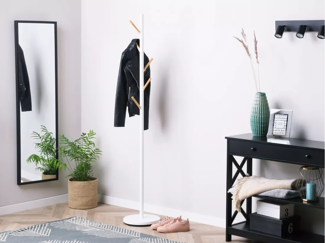 Porte-manteau Blanc En Bois De Pin ALBIN 4 Porte-manteau Blanc En Bois De Pin ALBIN – Image 2