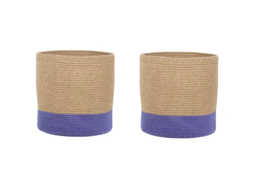 Lot De 2 Paniers En Jute Beige Et Violet BULANIK -Meilleur Meubles Magasin accessoire de rangement 17467593