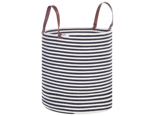 Panier En Coton Blanc Et Noir ICHKA -Meilleur Meubles Magasin accessoire de rangement 17467643