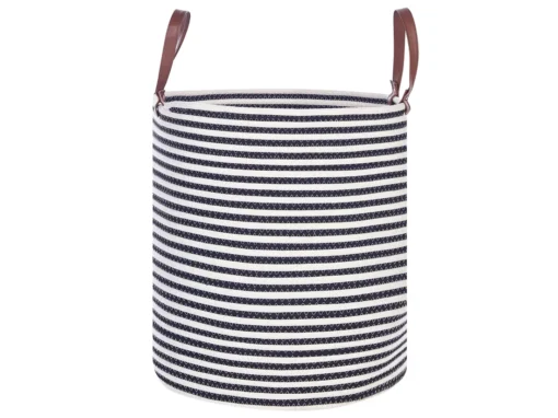 Panier En Coton Blanc Et Noir ICHKA -Meilleur Meubles Magasin accessoire de rangement 17467649