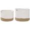 Lot De 2 Paniers En Coton Blanc Et Beige KAHAN -Meilleur Meubles Magasin accessoire de rangement 17467677