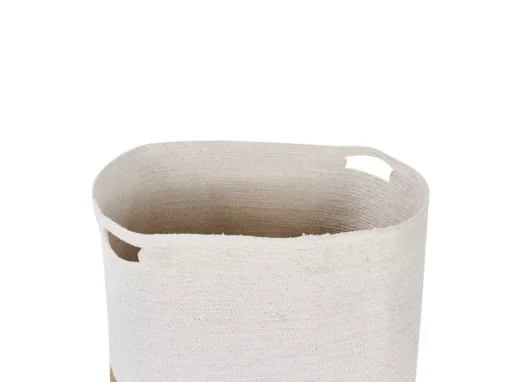 Lot De 2 Paniers En Coton Blanc Et Beige KAHAN -Meilleur Meubles Magasin accessoire de rangement 17467683