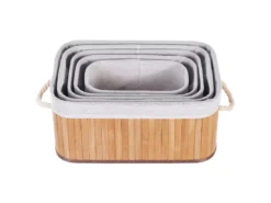 Lot De 5 Paniers En Bambou Teinte Bois Clair TALPE -Meilleur Meubles Magasin accessoire de rangement 17467725